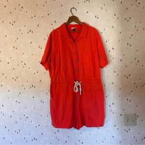 Orange/Pink Button-Up Romper